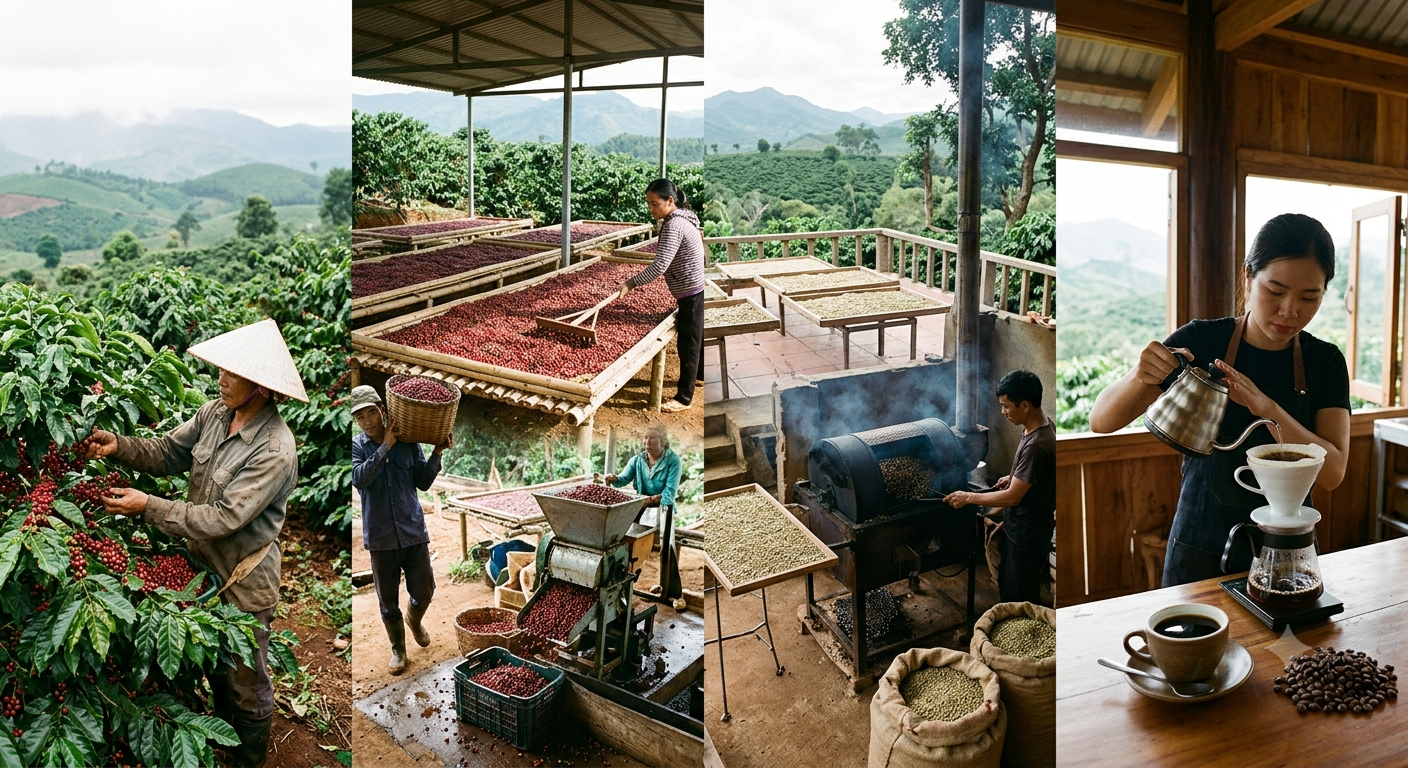 Hành trình từ nông trại đến tách cà phê sạch Đắk Lắk